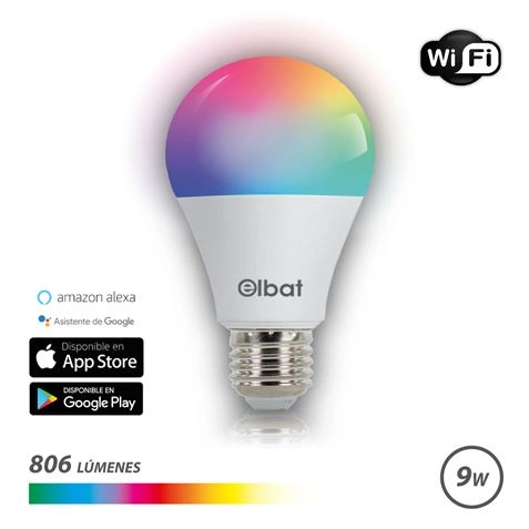 imagen de BOMBILLA LED SMART WIFI A60 E27 9W 806LM RGB