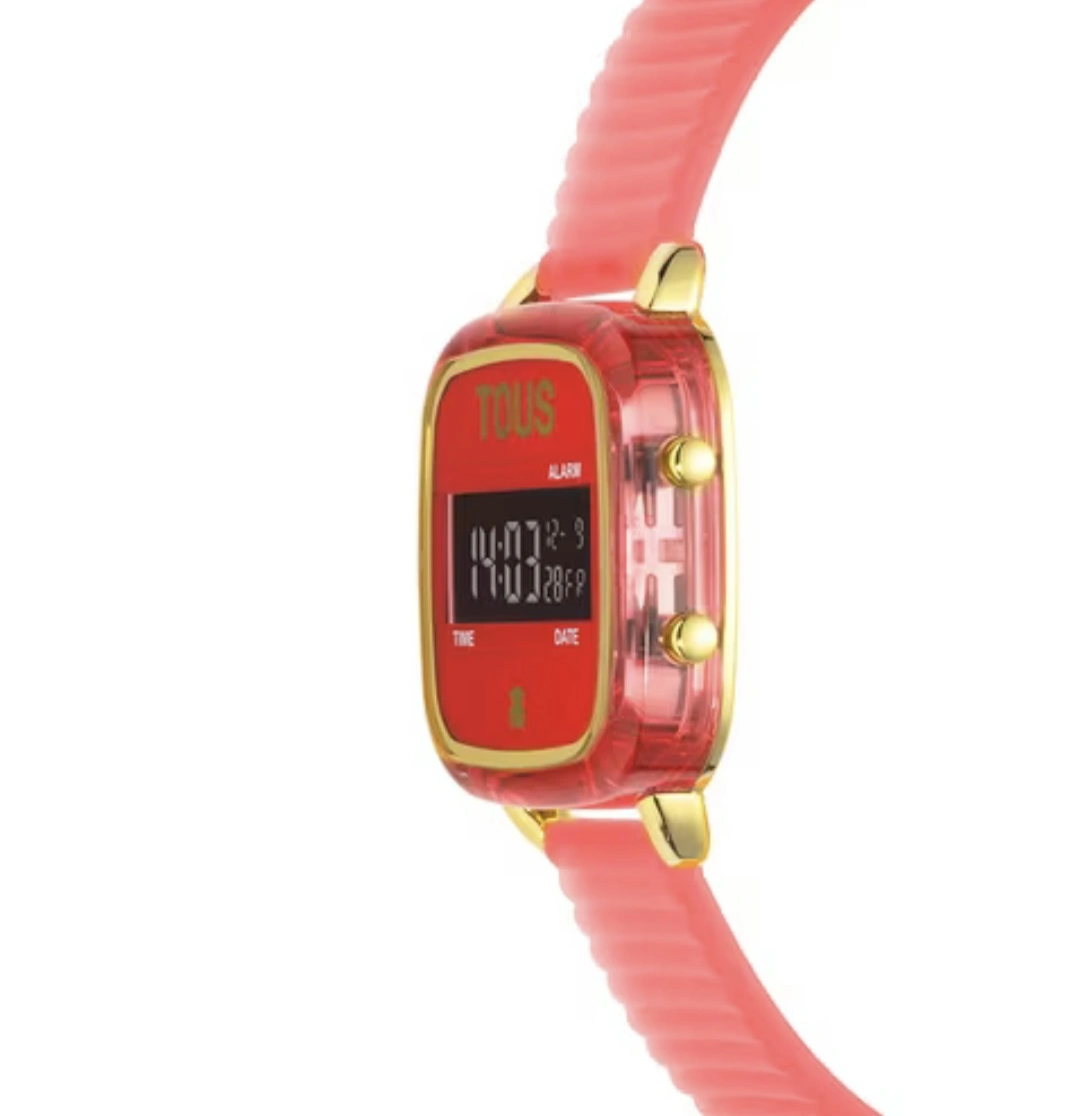 imagen de Reloj digital de policarbonato con correa de silicona rojo D-Logo Fresh