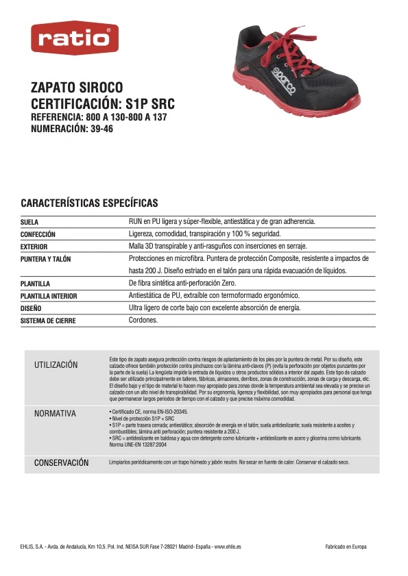 imagen de Zapato seguridad RATIO by Sparco Siroco I