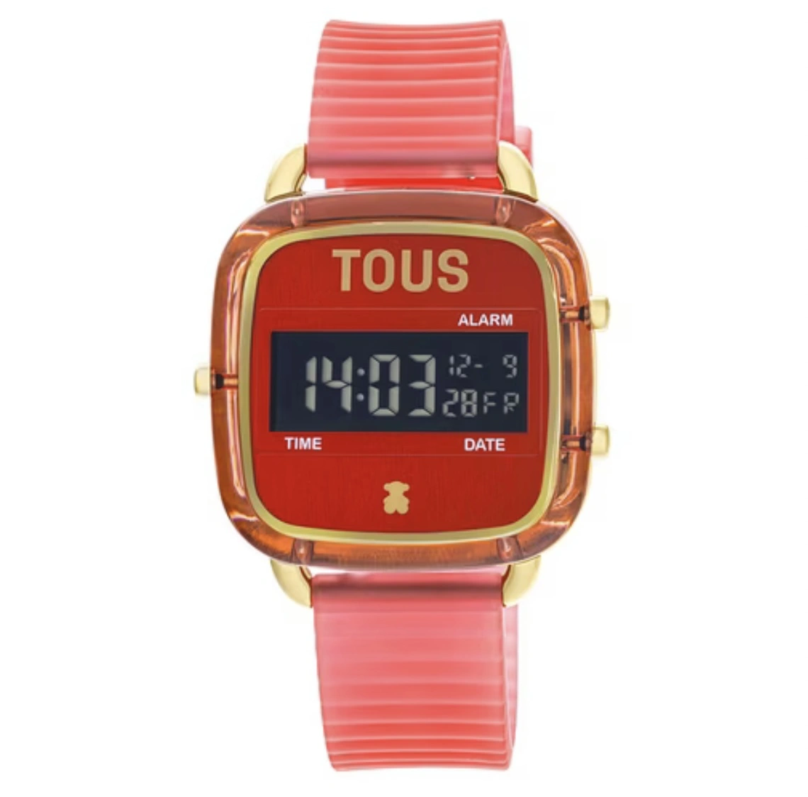 imagen de Reloj digital de policarbonato con correa de silicona rojo D-Logo Fresh